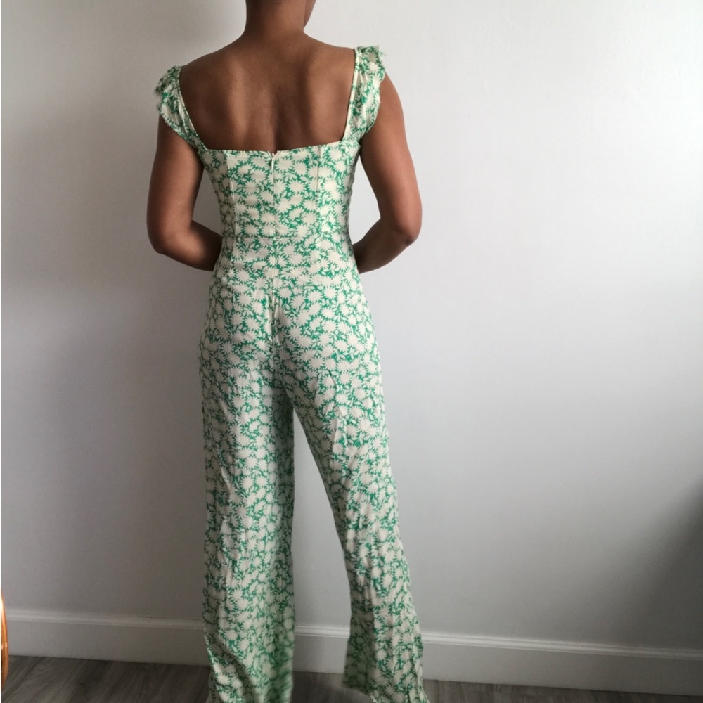 CAPULET WOMENS JUMPSUIT GREEN FLORAL WIDE LEG CORSET 4 - Picture 4 of 13